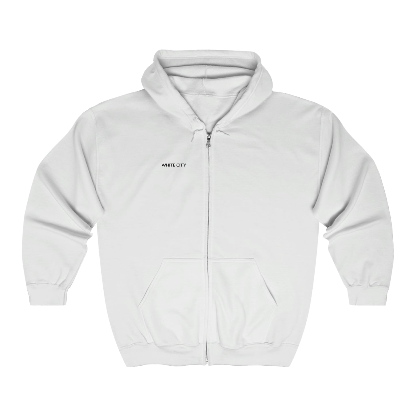 Unisex White Zip Hoodie